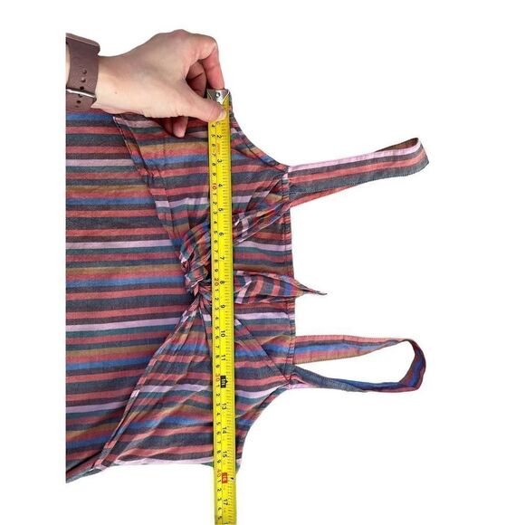 Madewell Tie-Front Cami Top Rainbow Stripe size 6 - Picture 4 of 10